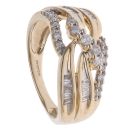 9ct Yellow Gold 0.50ct Brilliant and Baguette Cut Diamond Fancy Ring