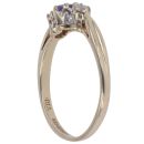 9ct Yellow Gold 0.10ct Diamond and Tanzanite Three Stone Ring