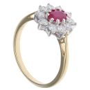 9ct Yellow Gold Ruby And 0.50ct Diamond Cluster Ring