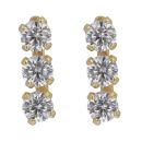 9ct Yellow Gold Cubic Zirconia Trilogy Drop Earrings