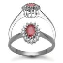 9ct White Gold 0.12ct Diamond & Ruby Ring