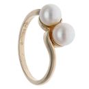 9ct Yellow Gold Pearl Two Stone Ring