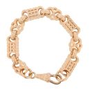 9ct Yellow Gold Patterned Stars and Bars Bracelet 9"