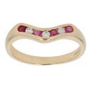 18ct Yellow Gold 0.12ct Diamond and Ruby Wishbone Ring