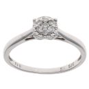 9ct White Gold 0.16ct Brilliant Cut Diamond Cluster Ring