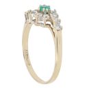9ct Yellow Gold Cubic Zirconia and Emerald Crossover Ring
