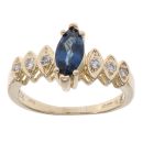 14ct Yellow Gold 0.05ct Diamond and Sapphire Fancy Ring