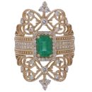14ct Yellow Gold 0.70ct Diamond and Emerald Fancy Ring