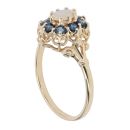 9ct Yellow Gold Opal and Sapphire Cluster Ring