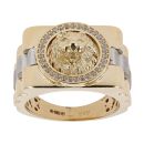 14ct Yellow and White Gold Cubic Zirconia Lion Ring