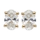 9ct Yellow Gold 1.00ct Oval Cut Lab Grown Diamond Solitaire Earrings