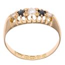 18ct Yellow Gold 0.15ct Round Brilliant Diamond and Sapphire Five Stone Ring