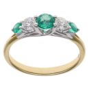 18ct Yellow Gold 0.33ct Brilliant Cut Diamond and Emerald Graduated 5 Stone Ring
