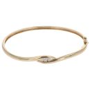 9ct Yellow Gold 0.15ct Diamond Trilogy Hinged Bangle