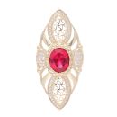14ct Yellow Gold Cubic Zirconia and Red Gemstone Ring