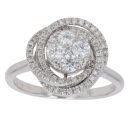 18ct White Gold Brilliant Cut Diamond Spiral Cluster Ring