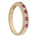 18ct Yellow Gold 0.10ct Diamond and Ruby Half Eternity Ring