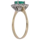18ct Yellow Gold 0.30ct Brilliant Cut Diamond and Emerald Cluster Ring