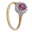 18ct Yellow Gold 0.25ct Brilliant Cut Diamond and Ruby Cluster Ring
