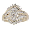 9ct Yellow Gold 1.00ct Brilliant and Baguette Cut Diamond Fancy Ring
