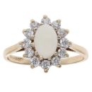 9ct Yellow Gold Cubic Zirconia and Opal Cluster Ring