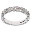 18ct White Gold 0.15ct Brilliant Cut Diamond Millegrain Leaves Ring