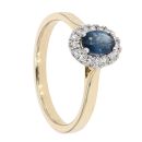9ct Yellow Gold Certificated Sapphire And Diamond Cluster Ring