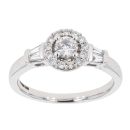 18ct White Gold Certificated Diamond Halo Ring