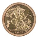 2001 Elizabeth II Fourth Portrait UK Half Sovereign Coin