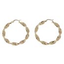 14ct Yellow Gold Greek Key Twist Hoop Earrings