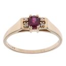 9ct Yellow Gold 0.05ct Brilliant Cut Diamond and Ruby Single Stone Ring
