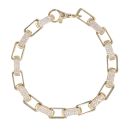 9ct Yellow Gold Cubic Zirconia And Plain Square Belcher Bracelet 7.5"