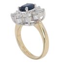 18ct Yellow Gold 1.31ct Brilliant Cut Diamond and Sapphire Cluster Ring