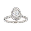 Platinum 1.00ct Pear And Brilliant Cut Diamond Cluster Ring