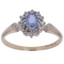 9ct Yellow Gold 0.10ct Diamond and Sapphire Cluster Ring