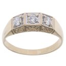 9ct Yellow Gold Cubic Zirconia Three Stone Signet Ring