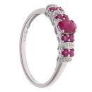 9ct White Gold 0.05ct Diamond and Ruby Ring