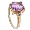 9ct Yellow Gold Amethyst Three Stone Ring