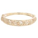 9ct Yellow Gold 0.10ct Diamond and Opal Floral Bangle