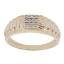 9ct Yellow And White Gold 0.10ct Diamond Watch Strap Style Ring