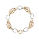 14ct Yellow White and Rose Gold Fancy Bracelet 7.5"