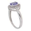 18ct White Gold 0.20ct Brilliant Cut Diamond and Tanzanite Cluster Ring