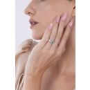 9ct White Gold Swiss Blue Topaz And 0.10ct Natural Diamond Halo Ring