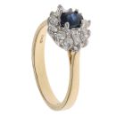 18ct Yellow Gold 0.40ct Tinted Brilliant Cut Diamond and Sapphire Ring