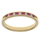 18ct Yellow Gold 0.10ct Diamond and Pink Created Sapphire Eternity Ring