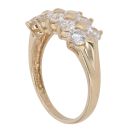 14ct Yellow Gold Two Row Cubic Zirconia Cluster Ring