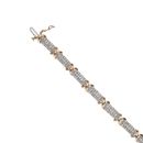 9ct Yellow Gold 2.25ct Brilliant Cut Diamond Three Row Fancy 7.5"