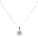 Silver Cubic Zirconia Snowflake Pendant And Chain 18" By Icesia