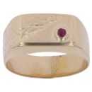14ct Yellow Gold Created Ruby Signet Ring