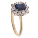 18ct Yellow Gold 0.40ct Brilliant Cut Diamond and Sapphire Cluster Ring